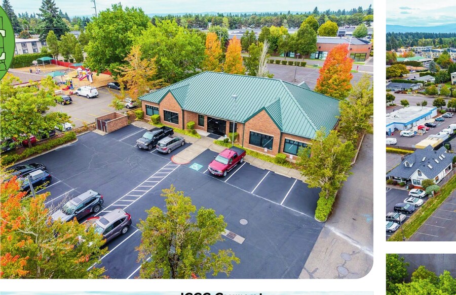 Drone aerial of the new ICCC building and parking lot